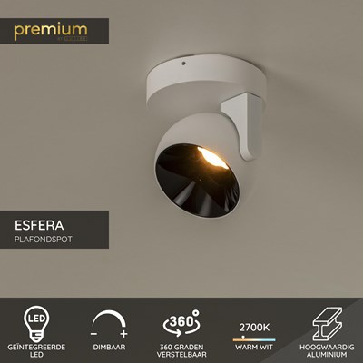 Lucide ESFERA - Plafondspot - LED Dimb. - 1x11W 2700K - Wit | Premium